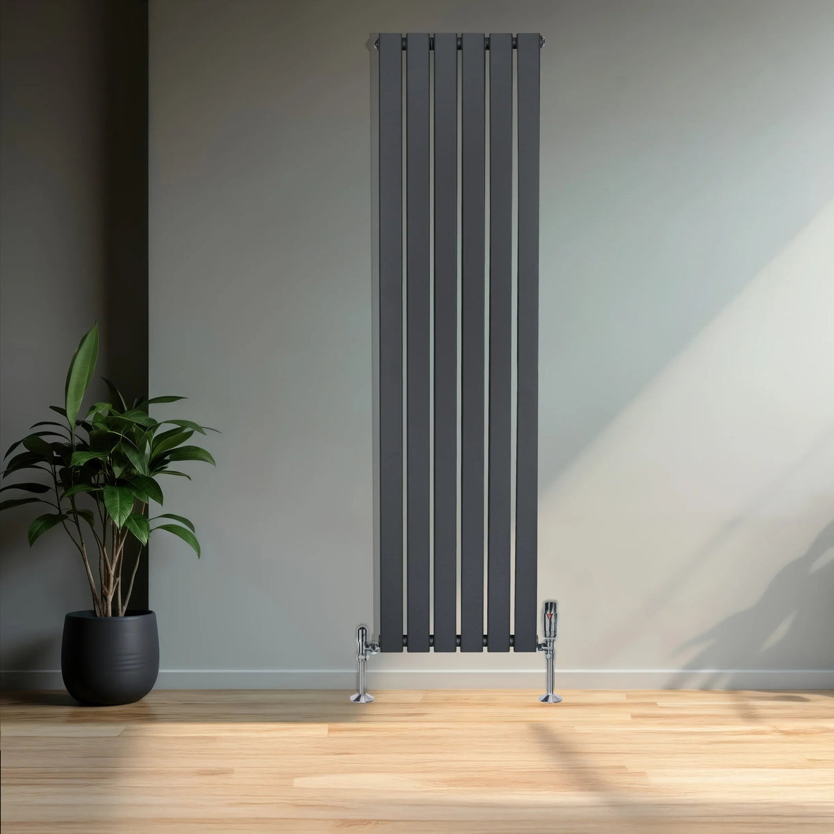 Flat Single Column Radiator - 1600 x 420mm - Anthracite Grey - Used - Good
