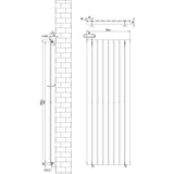 Flat Single Column Radiator - 1600 x 560mm - Black - Like New
