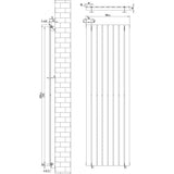Flat Single Column Radiator - 1800 x 560mm - Black - Like New