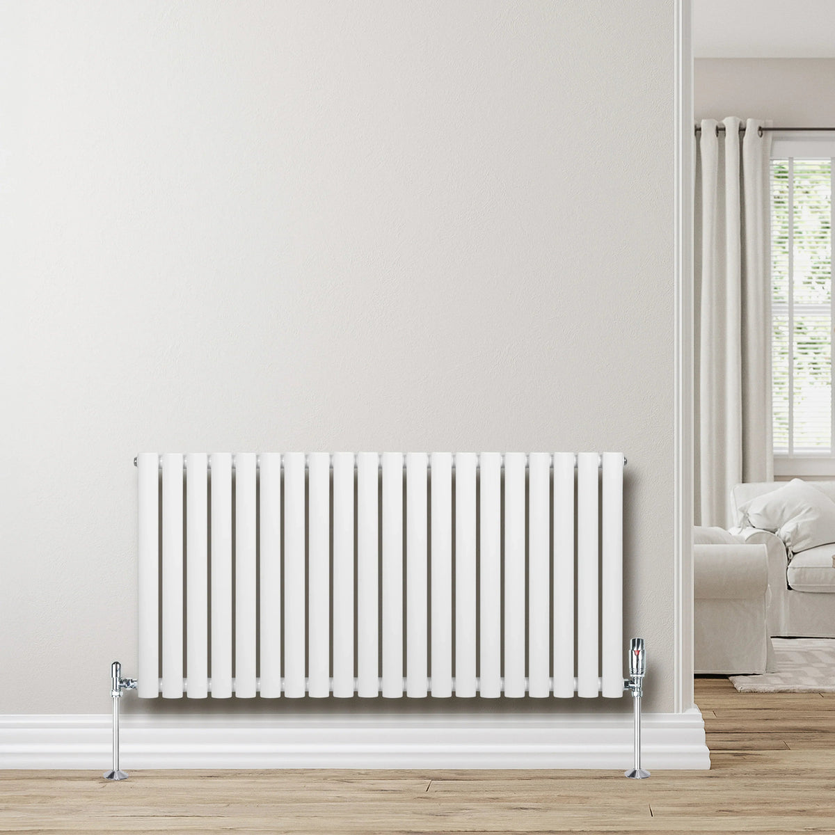 Oval Single Column Radiator - 600 x 1200mm - White - Like New