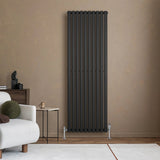 Oval Single Column Radiator - 1800 x 600mm - Black - Like New