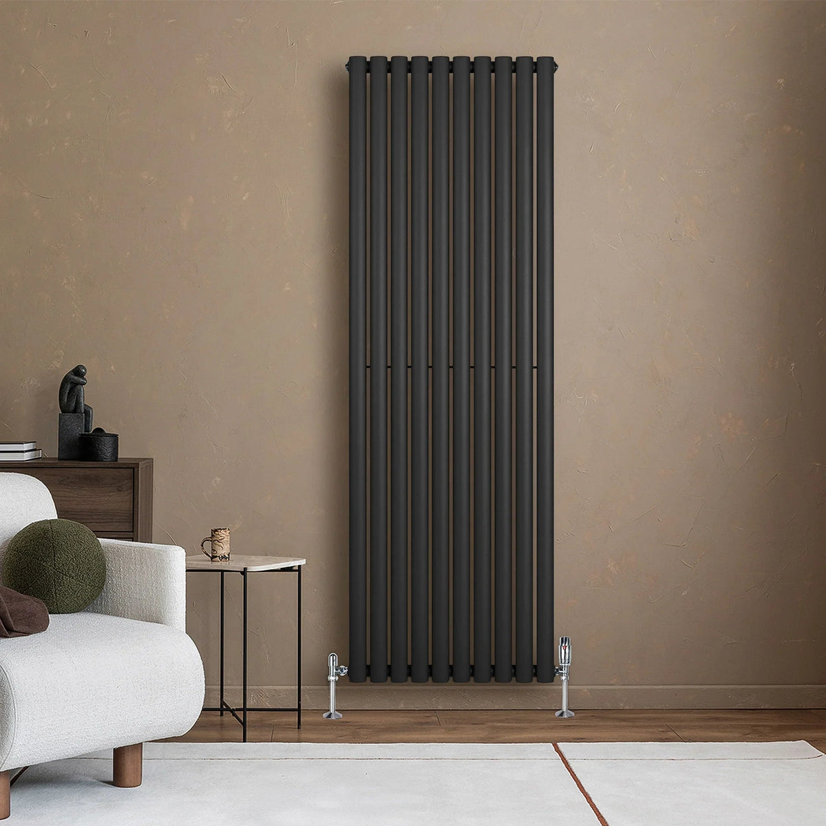 Oval Single Column Radiator - 1800 x 600mm - Black - Used - Good