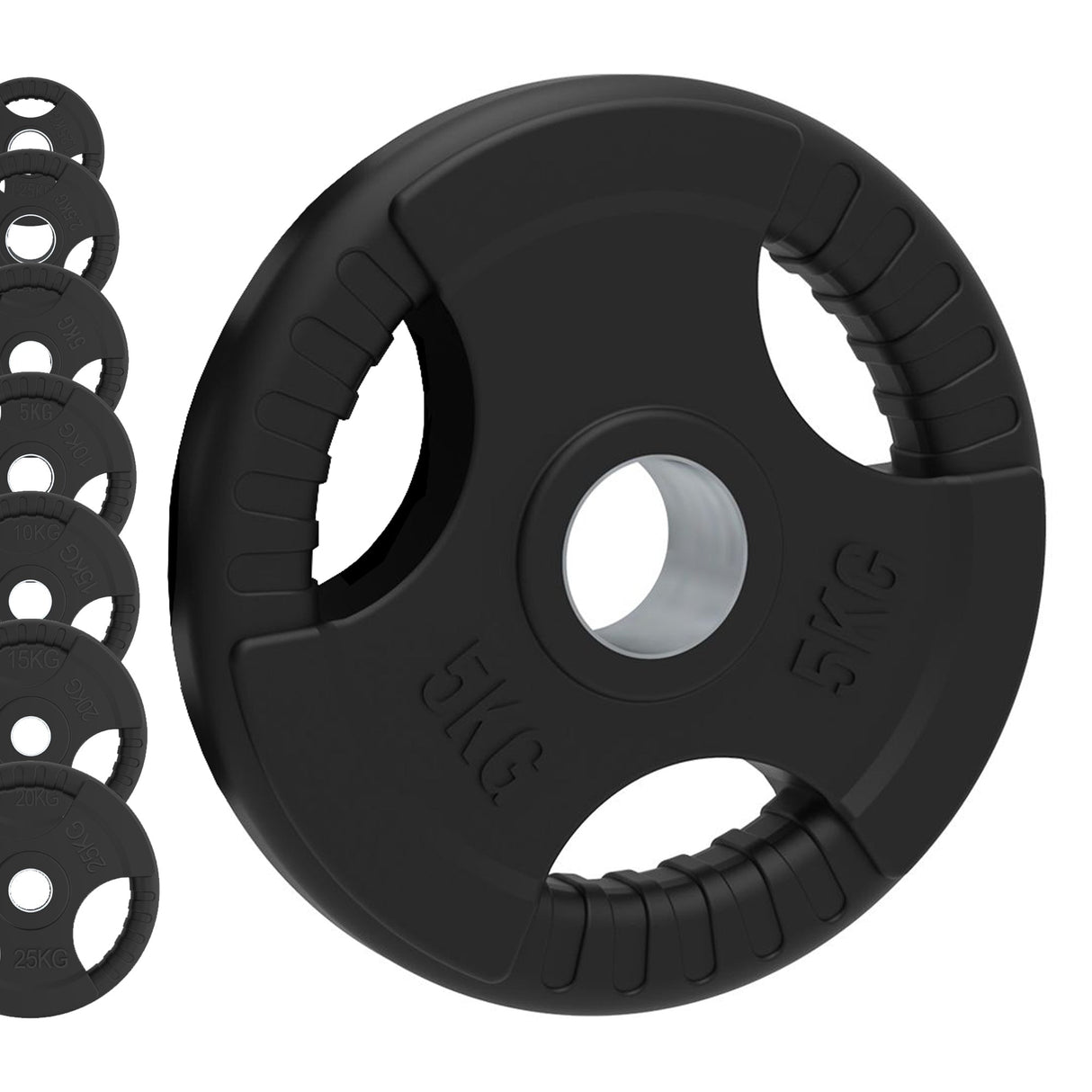 Olympic Tri-Grip Rubber Weight Plates - Black Pairs & Sets - Used - Very Good