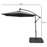 Grey 3m LED Cantilever Parasol & Plain Base - Used - Acceptable