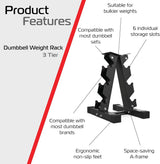 3 Tier Hex Dumbbell Weight Rack - Used - Acceptable
