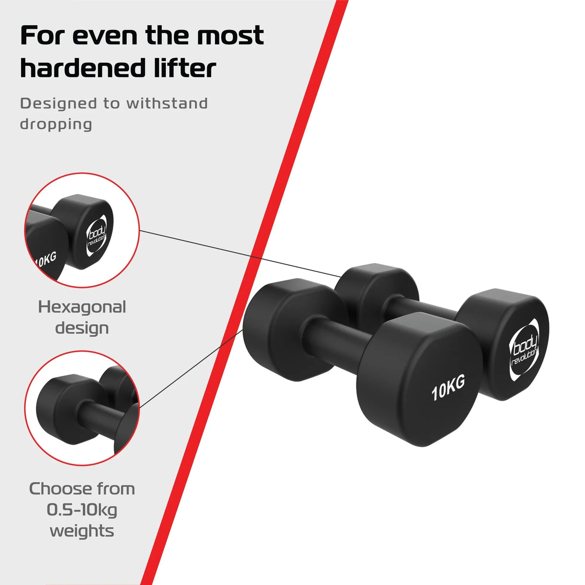 2 x 10KG Neoprene dumbbells - Used - Very Good