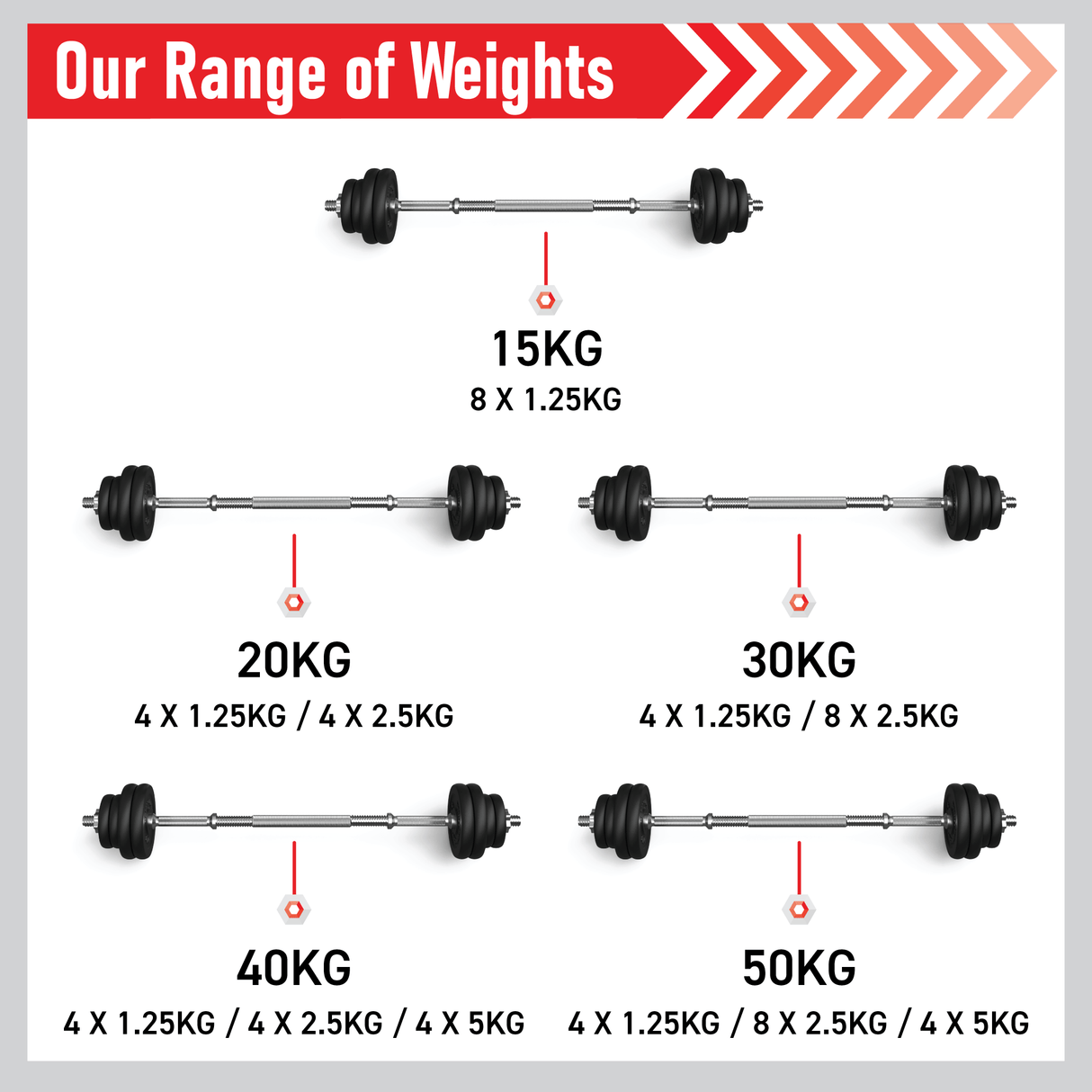 Body Revolution Cast Iron Dumbbell Set 15 kg - 50 kg - Used - Acceptable