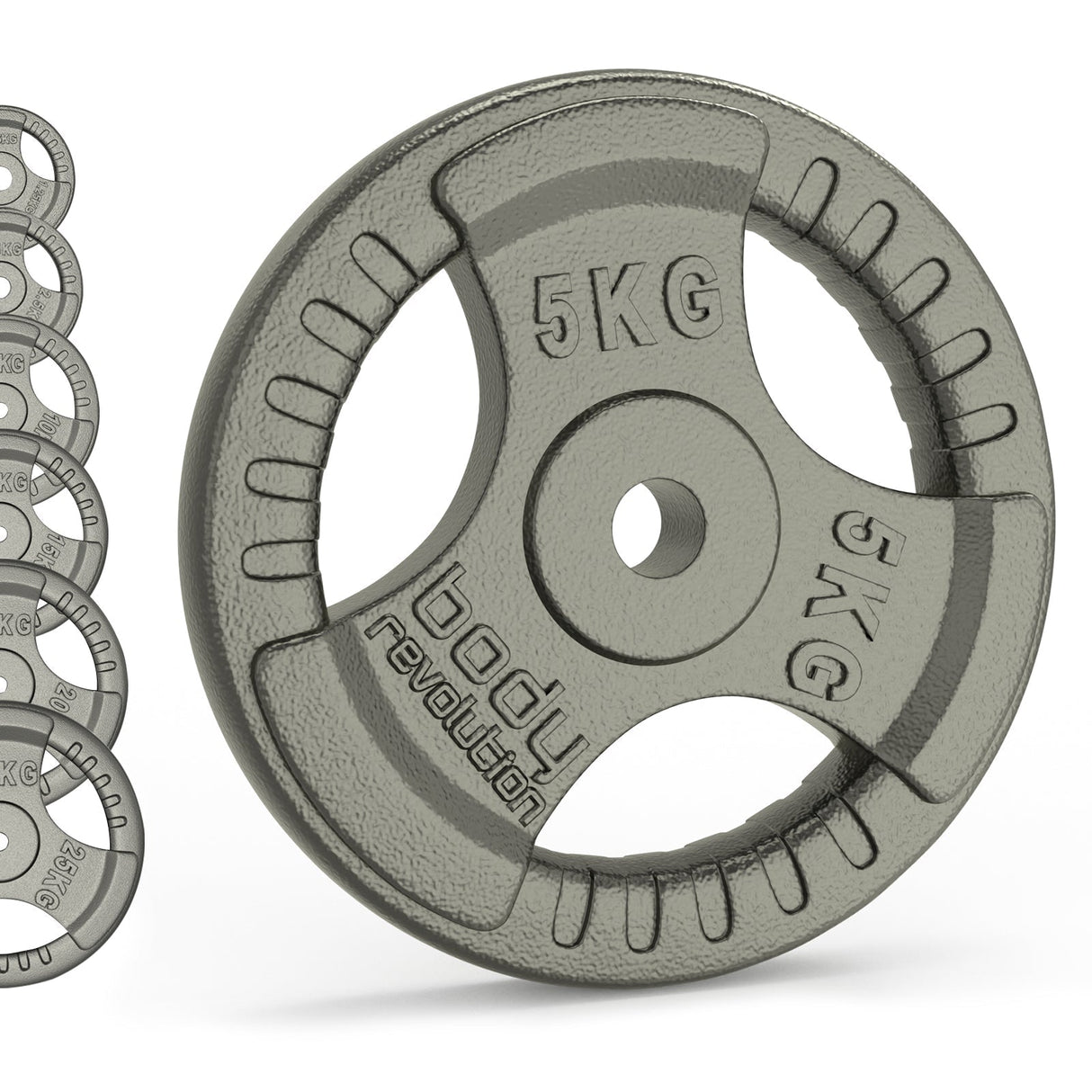 Cast Iron Weight Plates - 1" Standard Tri Grip Pairs (1.25 - 25 kg) - Like New