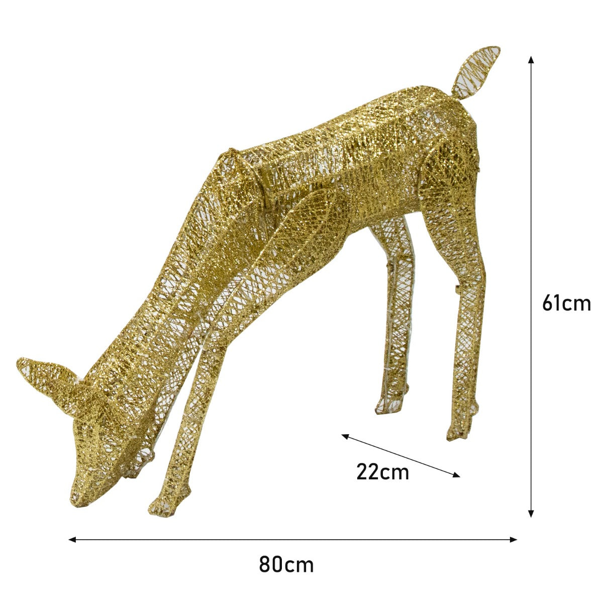 Light Up Reindeer Gold Grazing Doe - 61cm 120 Ice White LED - Used - Good