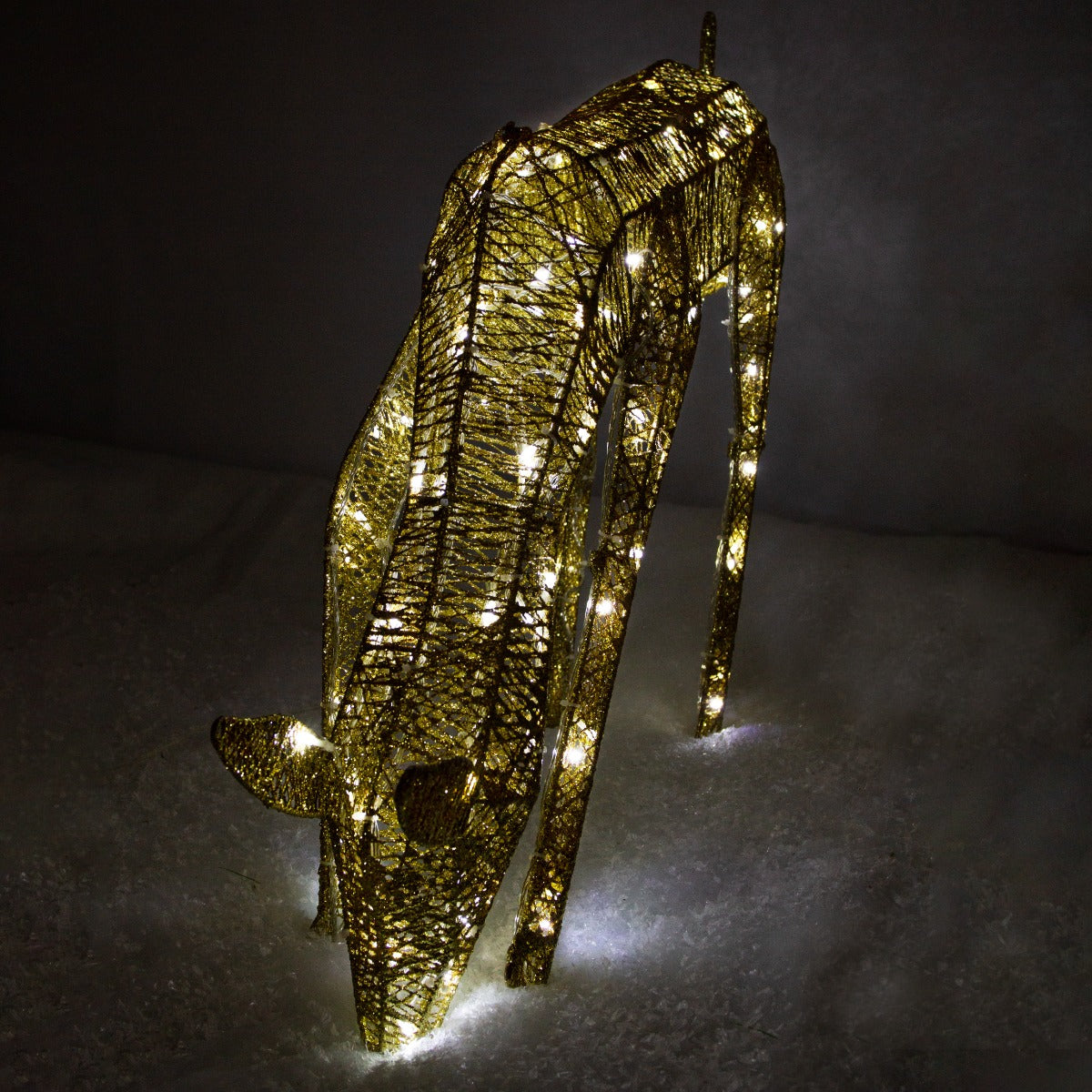 Light Up Reindeer Gold Grazing Doe - 61cm 120 Ice White LED - Used - Good