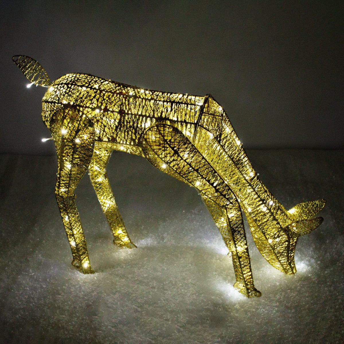 Light Up Reindeer Gold Grazing Doe - 61cm 120 Ice White LED - Used - Good