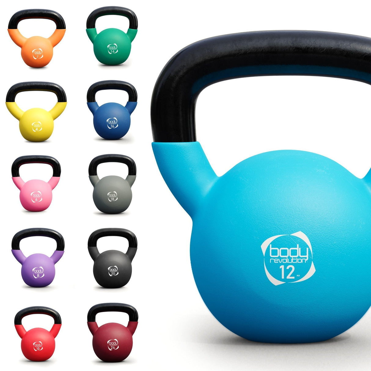 Body Revolution Neoprene Kettlebells 2 kg - 24 kg - Used - Acceptable