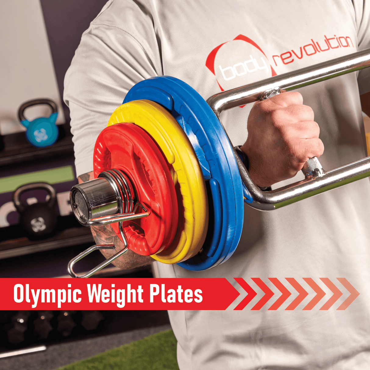 Olympic Tri-Grip Rubber Weight Plates - Colour Pairs & Sets - Like New