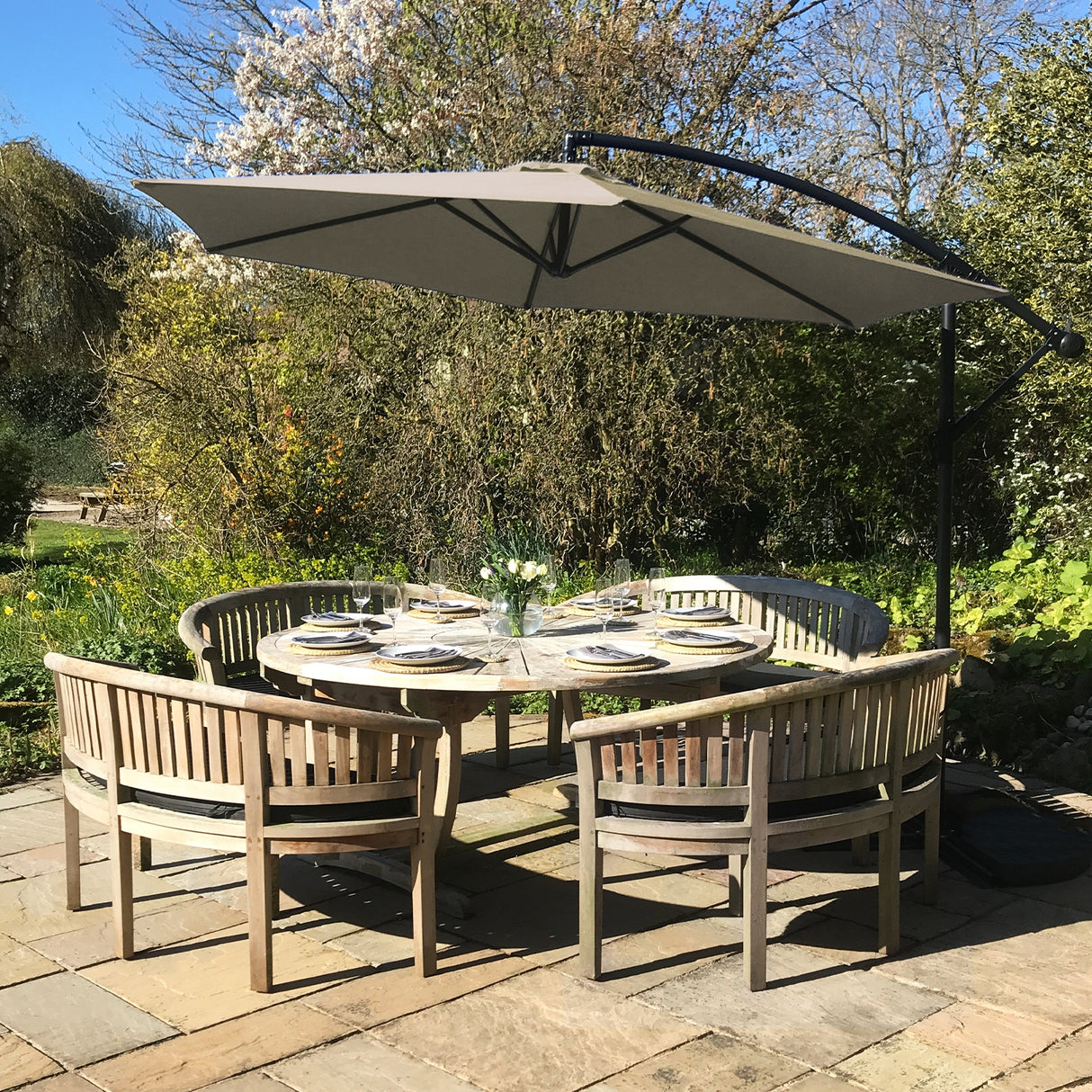 Beige Cantilever Parasol - Like New