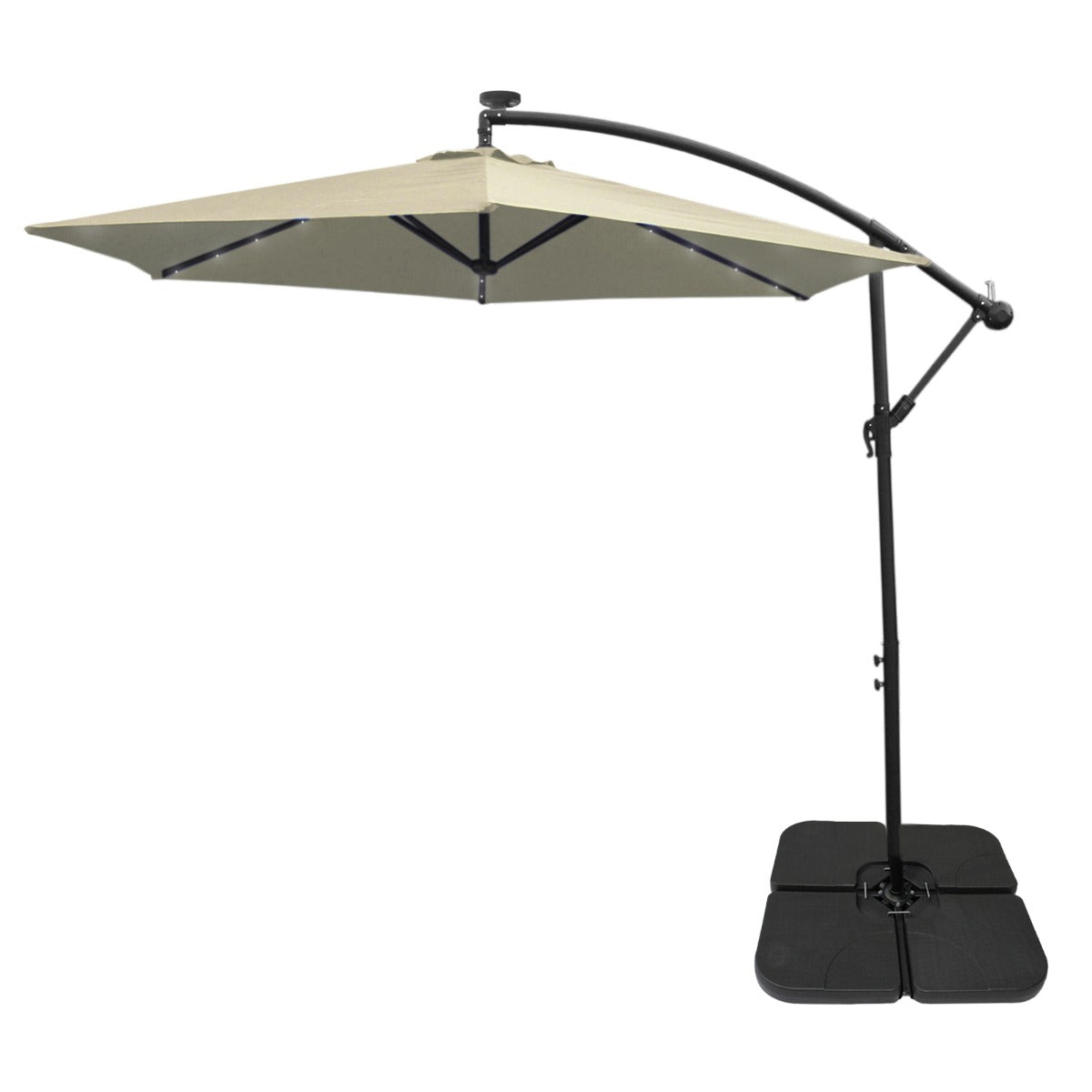 Cream 3m LED Cantilever Parasol With Plain Base - Like New