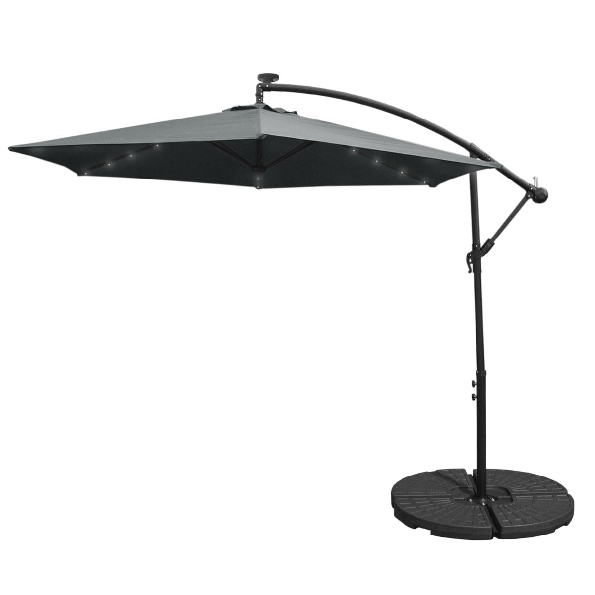 Grey 3m LED Cantilever Parasol With Fan Base - Used - Good