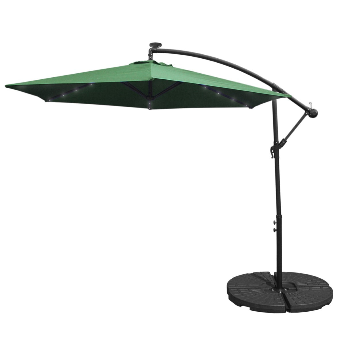 Green 3m LED Cantilever Parasol With Fan Base - Used - Very Good