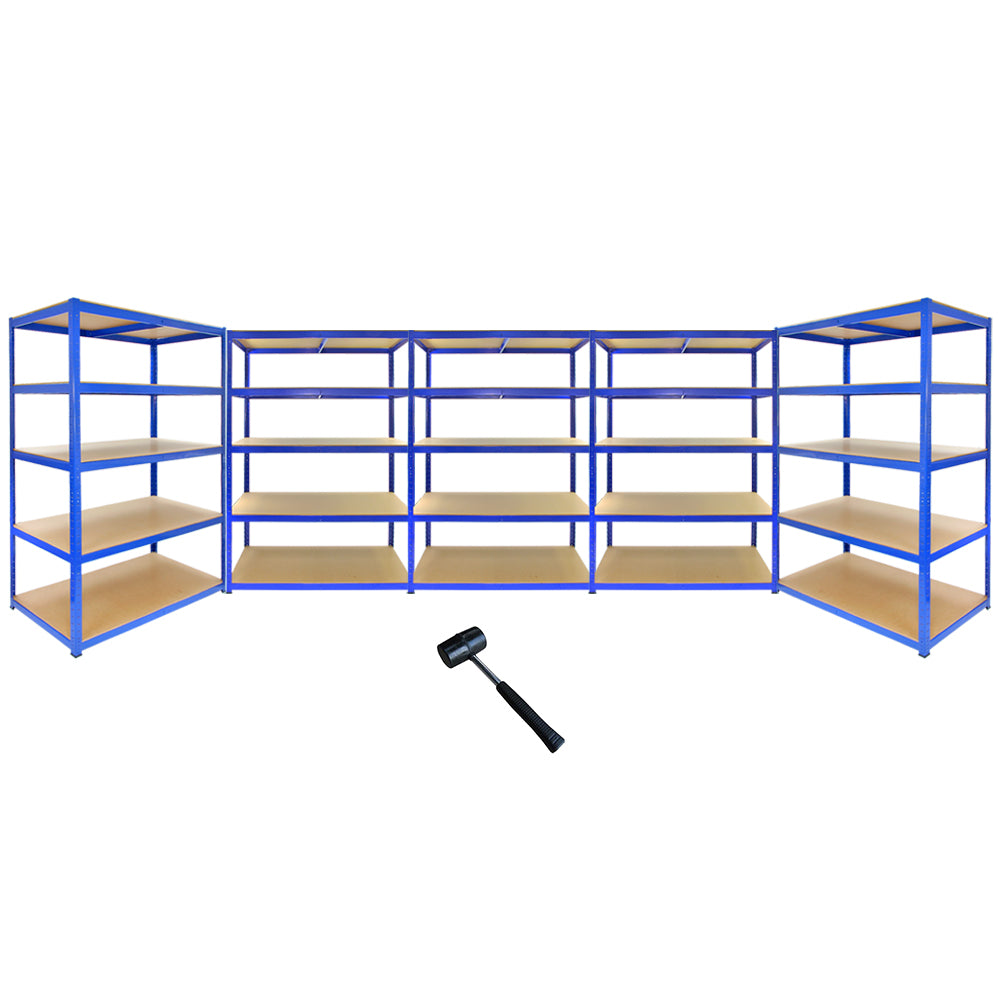 Monster Racking T-Rax Strong Storage Shelves, Blue, 120cm W, 60cm D, Set of 5 - Like New
