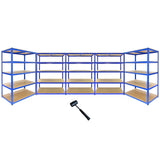 Monster Racking T-Rax Strong Storage Shelves, Blue, 120cm W, 60cm D, Set of 5 - Like New