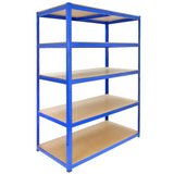 Monster Racking T-Rax Strong Storage Shelves, Blue, 120cm W, 60cm D, Set of 5 - Like New
