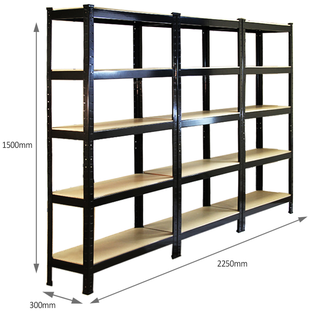Monster Racking T-Rax Heavy Duty Shelving Units, Black, 75cm W, 30cm D, Set of 3 - Used - Very Good