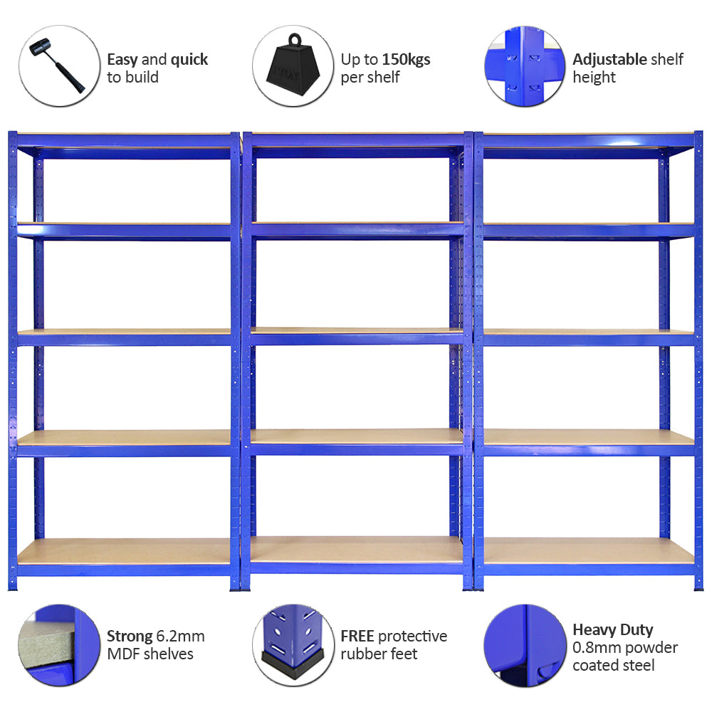 Monster Racking T-Rax Heavy Duty Shelving Units, Blue, 75cm W, 30cm D - Used - Acceptable