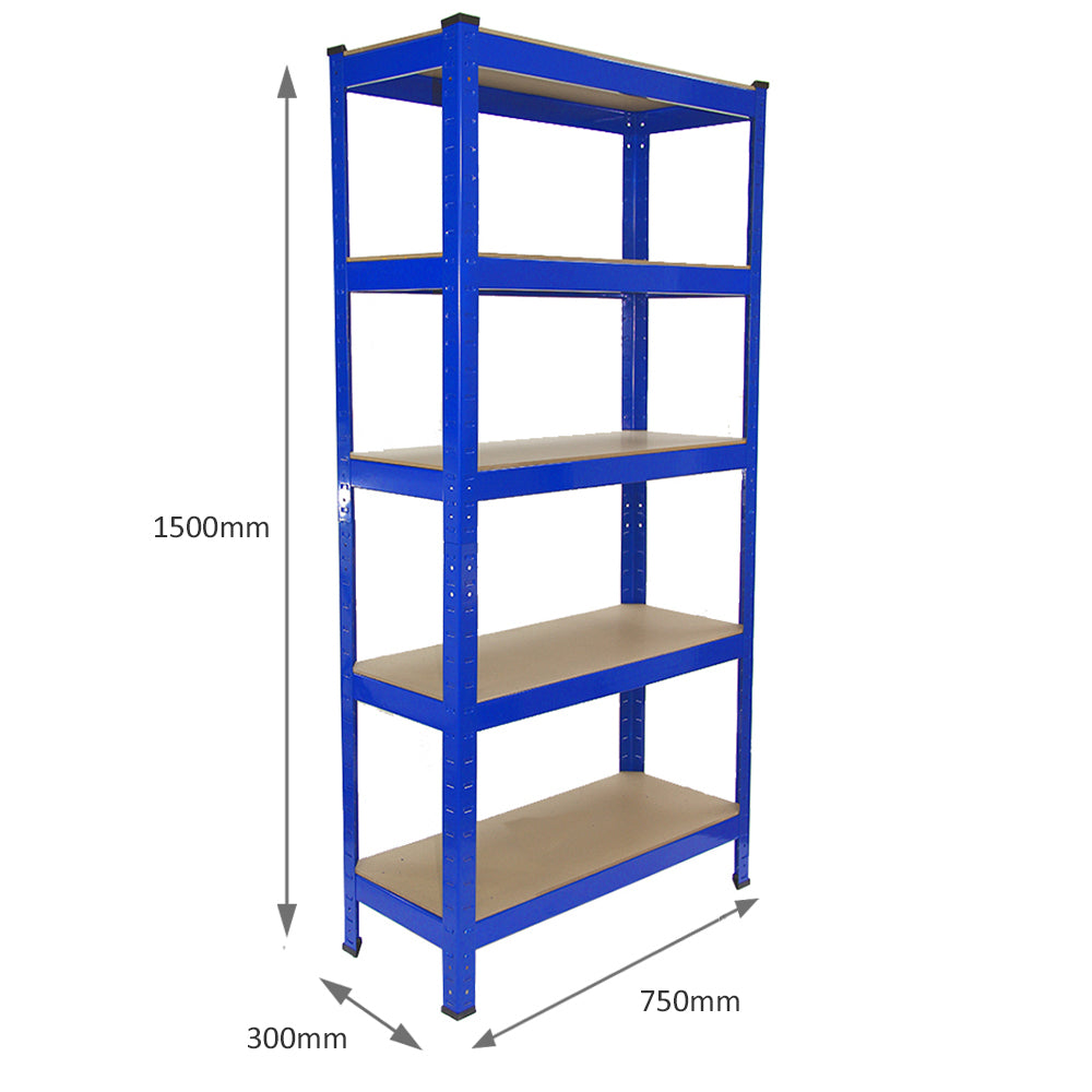 Racking Storage Shelving Heavy Duty Garage 5 Tier 75cm Steel Shelves Warehouse[Blue,8] - Used - Good