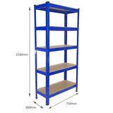 Racking Storage Shelving Heavy Duty Garage 5 Tier 75cm Steel Shelves Warehouse[Blue,8] - Used - Very Good