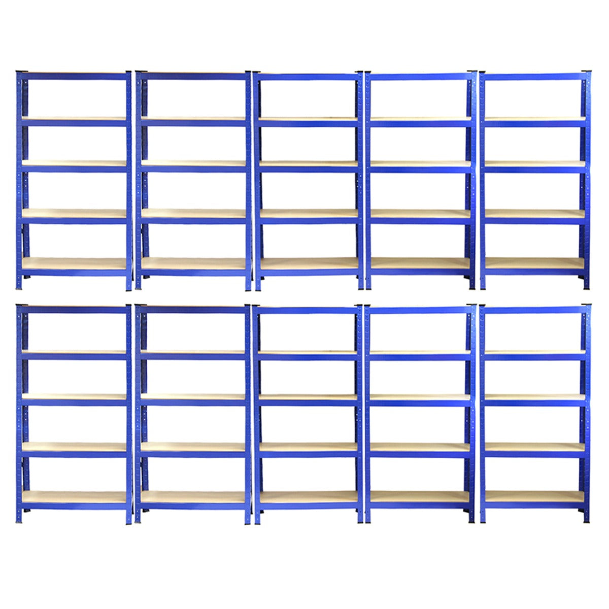 Monster Racking T-Rax Heavy Duty Shelving Units, Blue, 75cm W, 30cm D, Set of 10 - Like New