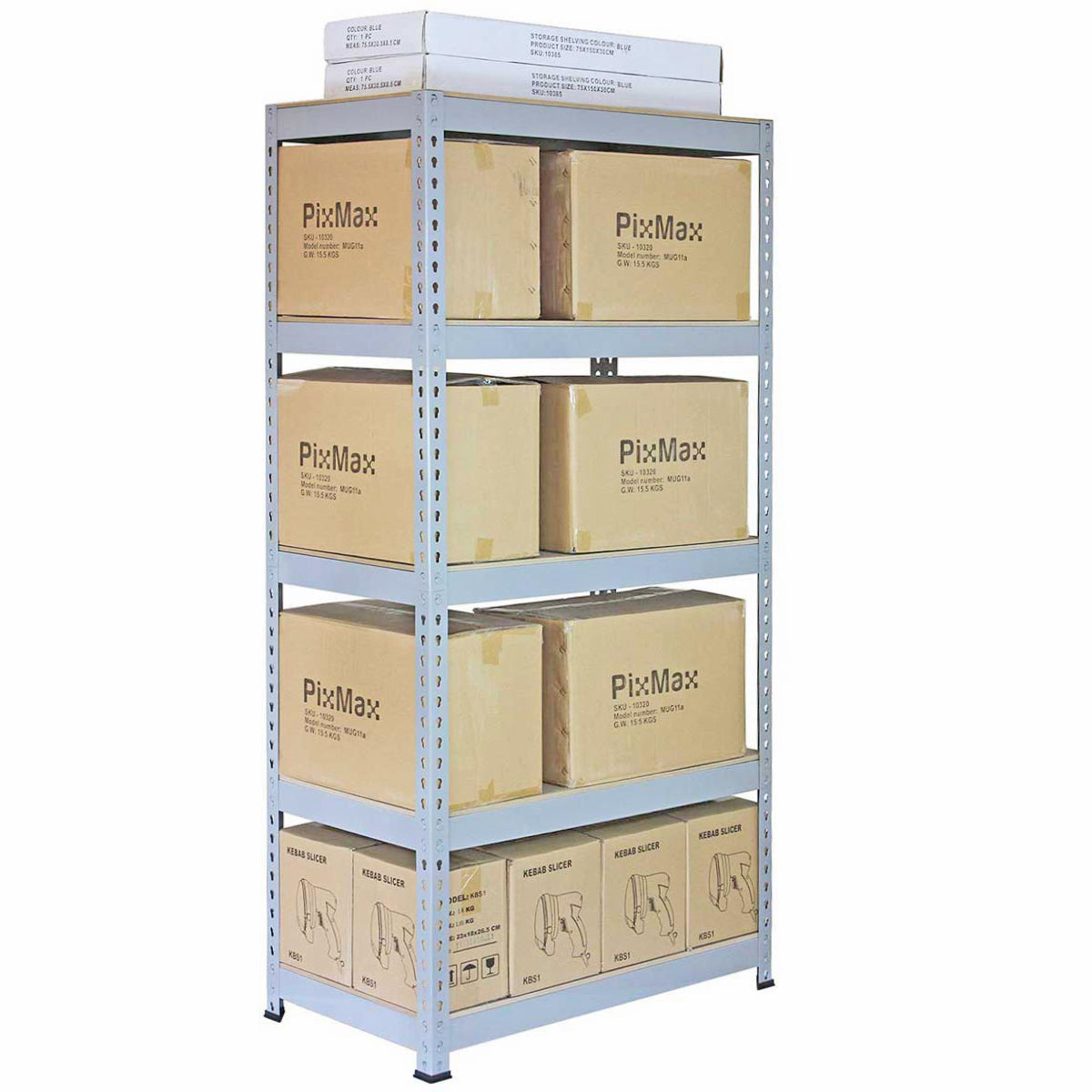 10 x Q-Rax Grey Metal Racking Units 90 x 50 x 180cm - Used - Very Good
