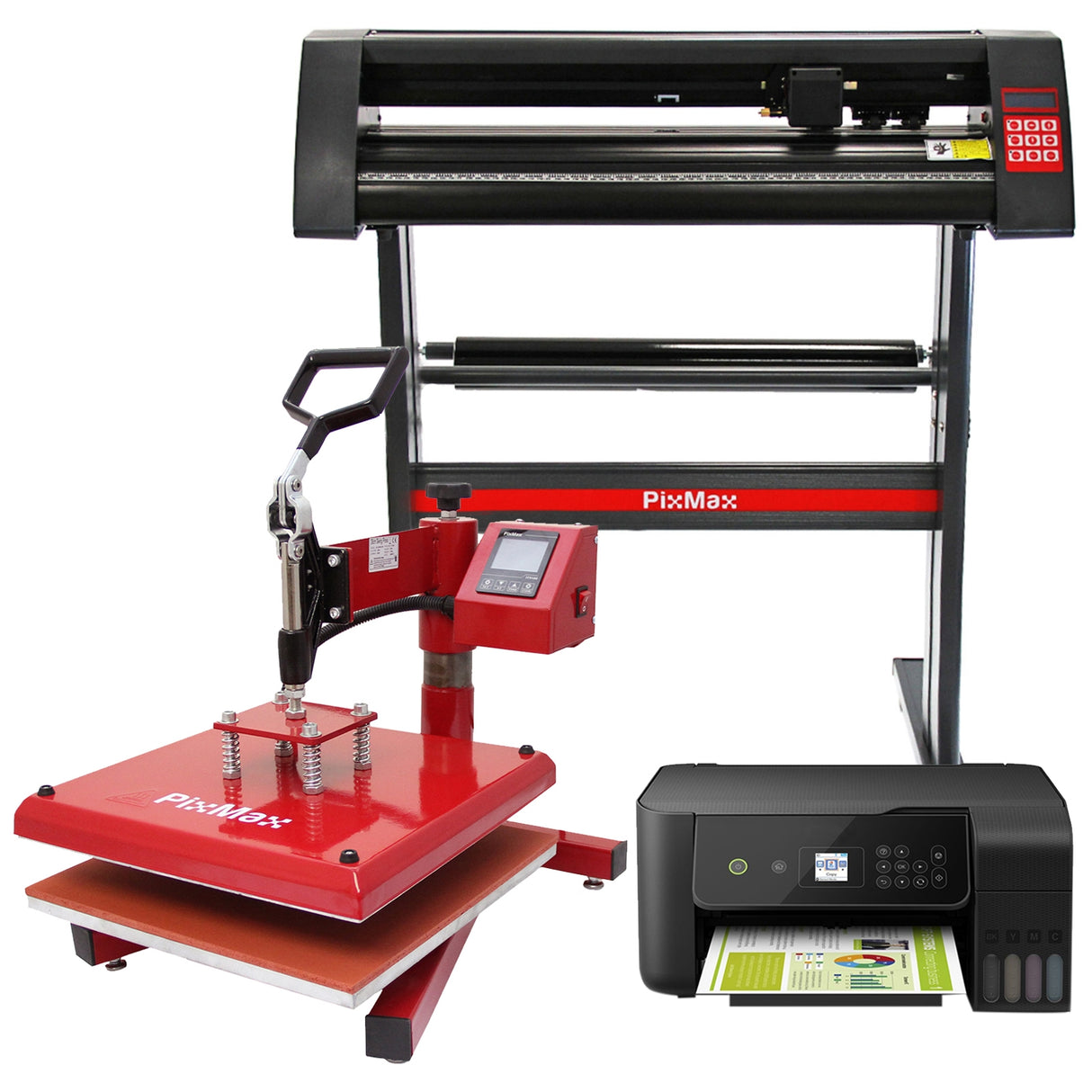 PixMax 38cm Swing Heat Press, Vinyl Cutter, Printer - Like New