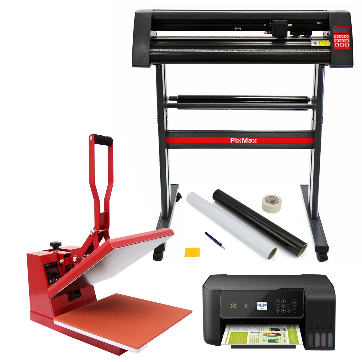 PixMax 38cm Clam Heat Press, Vinyl Cutter, Printer, Weeding Pack - Used - Very Good