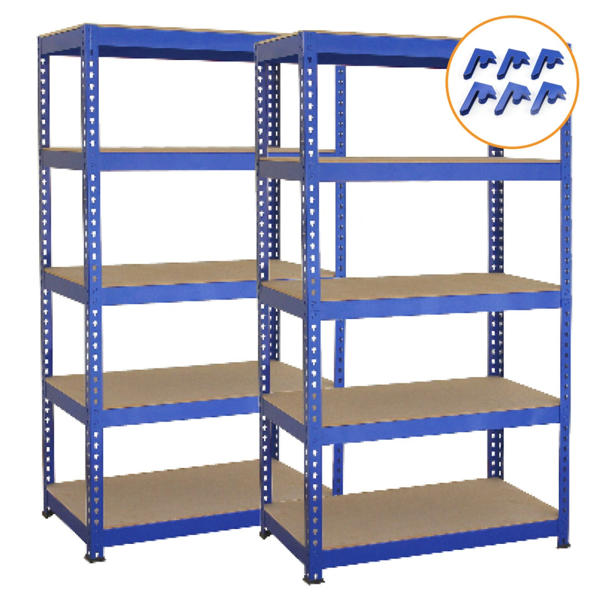 2 x T-RAX Blue Metal Racking Units 75cm x 150cm x 30cm with Free Bay Connectors - Used - Good