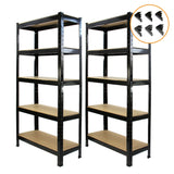 2 x T-RAX Black Metal Racking Units 75cm x 150cm x 30cm with Free Bay Connectors - Used - Acceptable