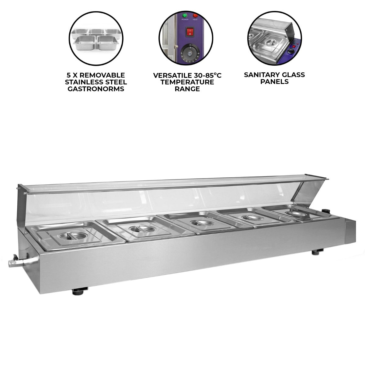 KuKoo 5 Pan Wet Well Bain Marie - Used - Acceptable
