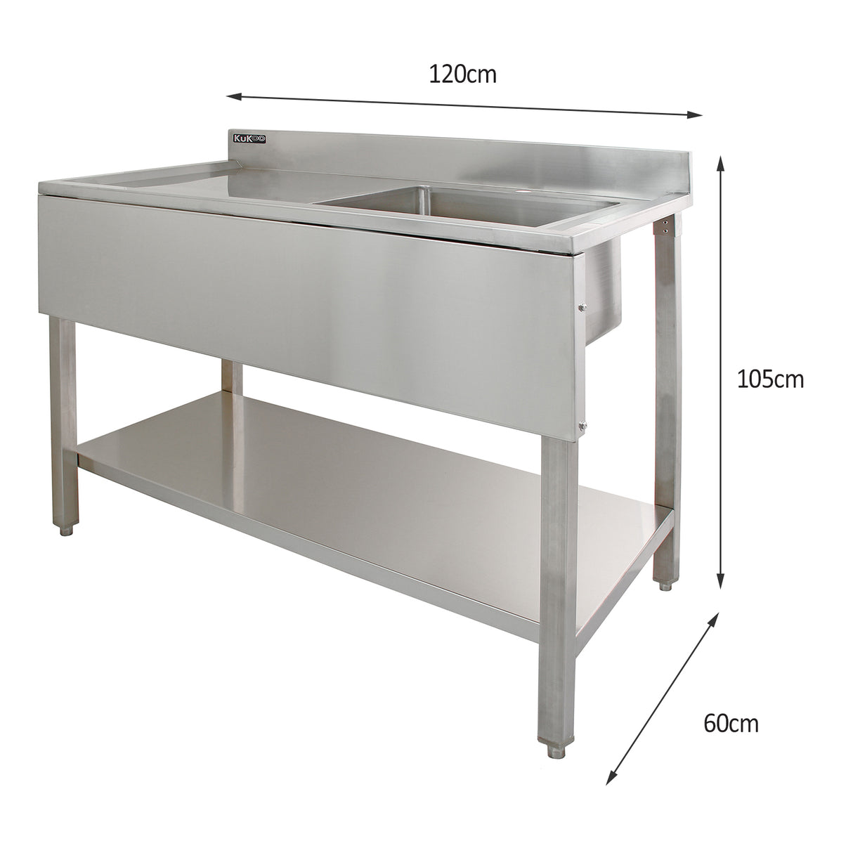 KuKoo Commercial Stainless Steel Sink - Left Hand Drainer - Used - Very Good