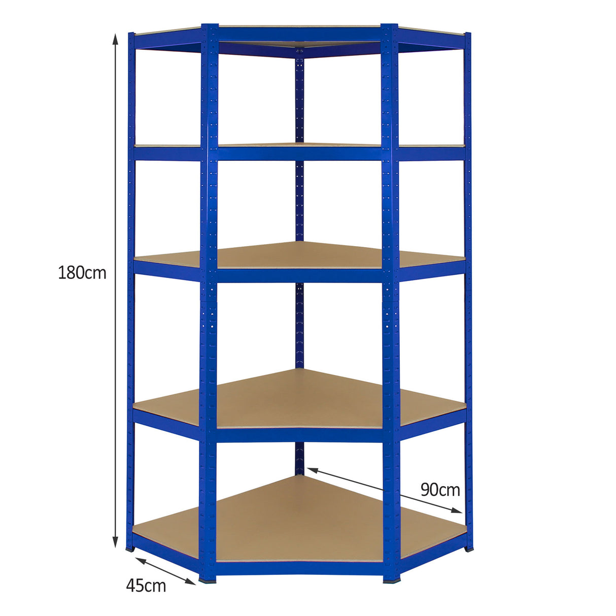 Monster Racking T-Rax Corner Shelving Unit & 4x 90cm Garage Storage Bays, Blue - Used - Good