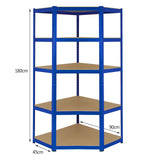 Monster Racking T-Rax Corner Shelving Unit & 4x 90cm Garage Storage Bays, Blue - Used - Good