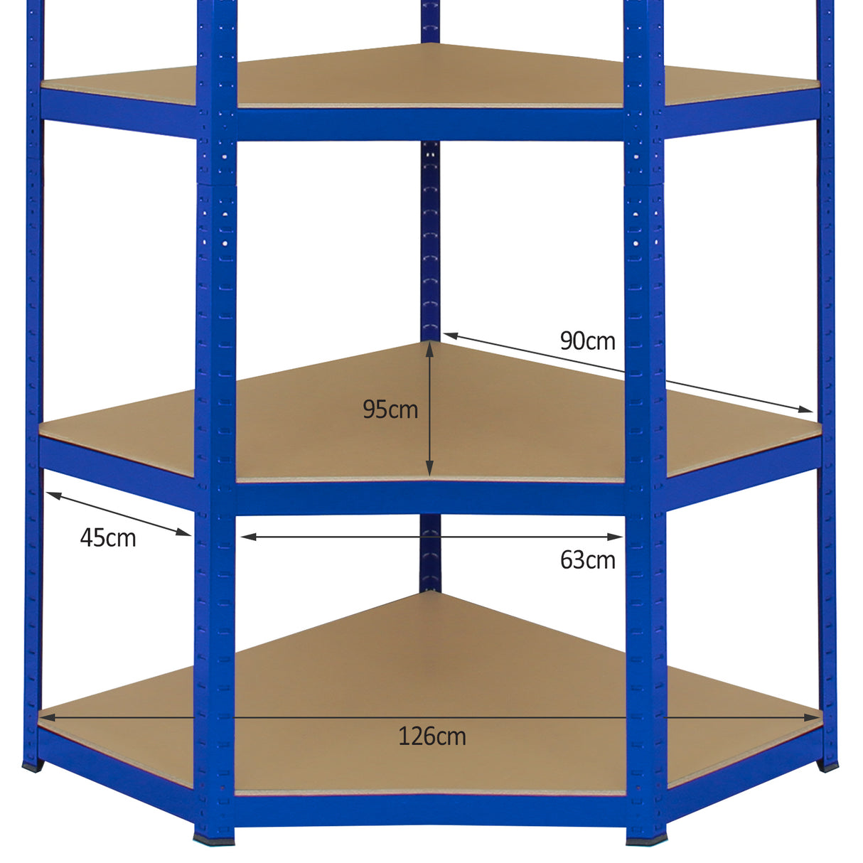 Monster Racking T-Rax Corner Storage Shelf Unit, Blue, 90cm Wide - Like New