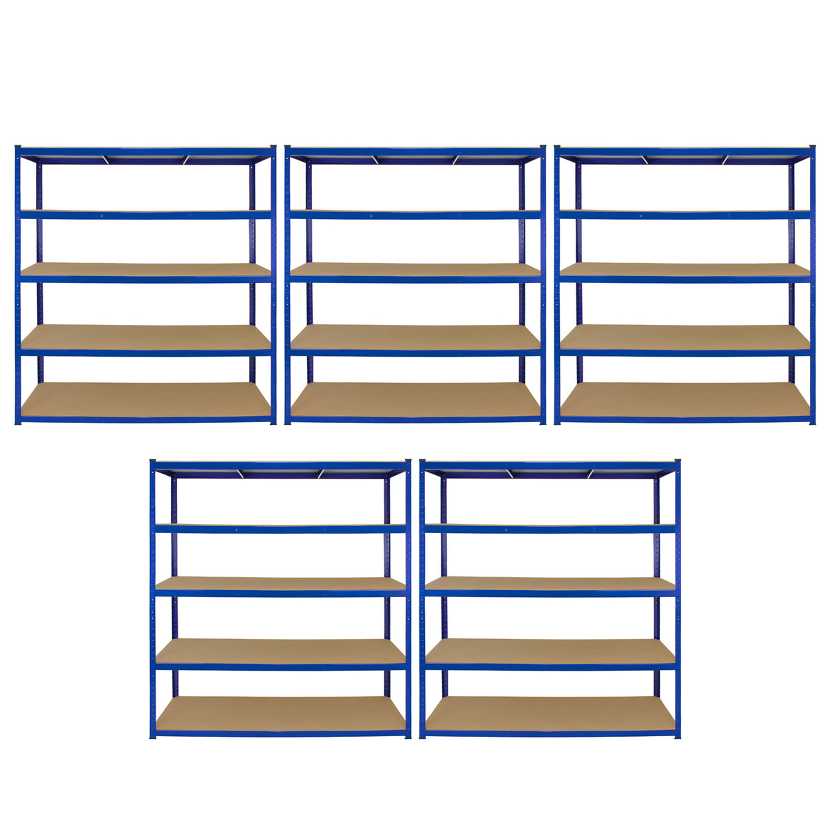 Monster Racking T-Rax 5 x Extra Wide Storage Shelves, Blue, 160cm W, 60cm D - Used - Acceptable