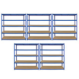 Monster Racking T-Rax 5 x Extra Wide Storage Shelves, Blue, 160cm W, 60cm D - Used - Acceptable