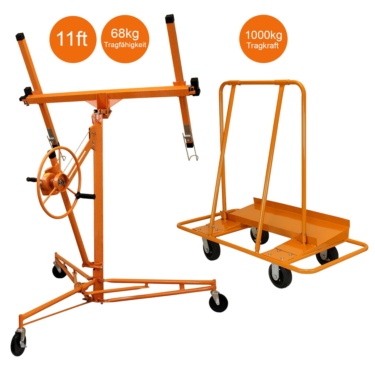 Drywall Lifter Hoist 11ft & Plaster Board Trolley - Used - Good