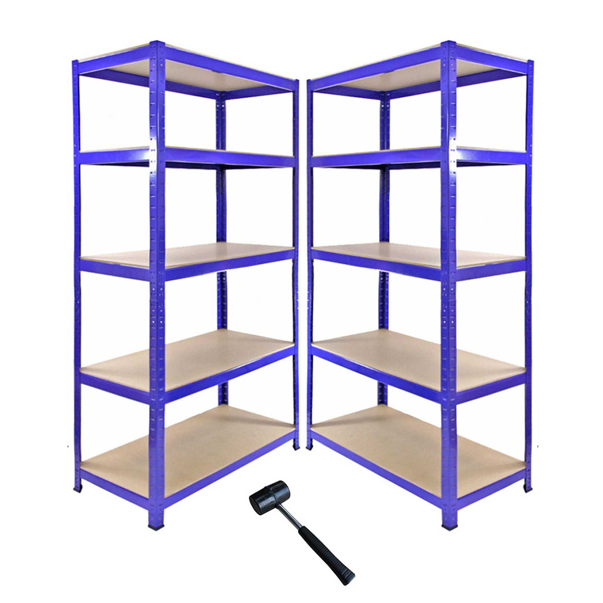 Monster Racking T-Rax Corner Shelving Unit & 2 x 90cm Garage Storage Bays, Blue - Used - Acceptable