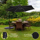 Black 3m LED Cantilever Parasol With Fan Base - Used - Good