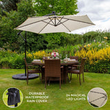 Cream 3m LED Cantilever Parasol With Fan Base - Used - Acceptable