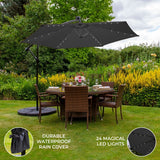 Grey 3m LED Cantilever Parasol With Fan Base - Used - Good