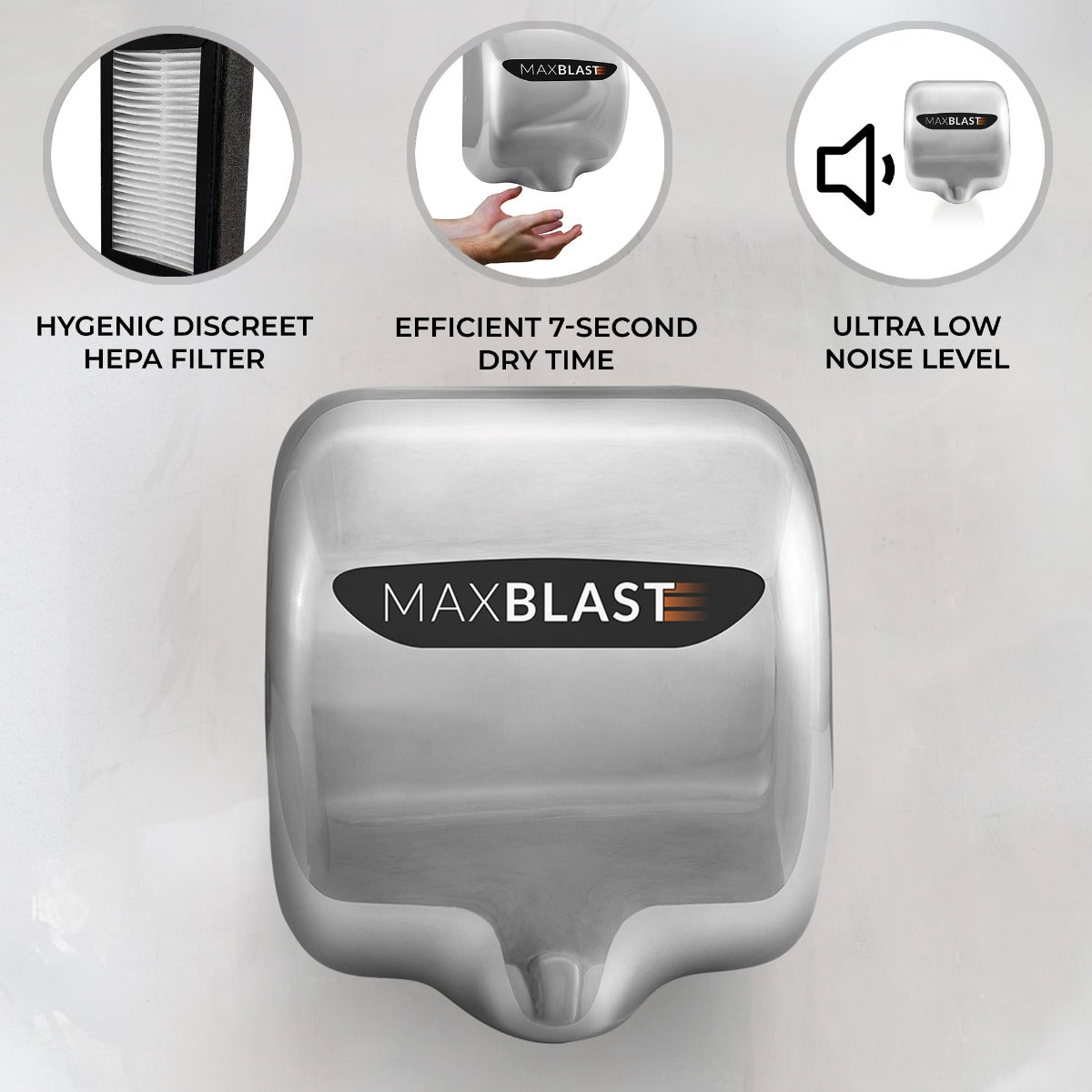 Maxblast Automatic Commercial Hand Dryer with HEPA Filter - Used - Very Good