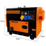 T-Mech Portable Silent Diesel Generator Single Phase 230V - Like New