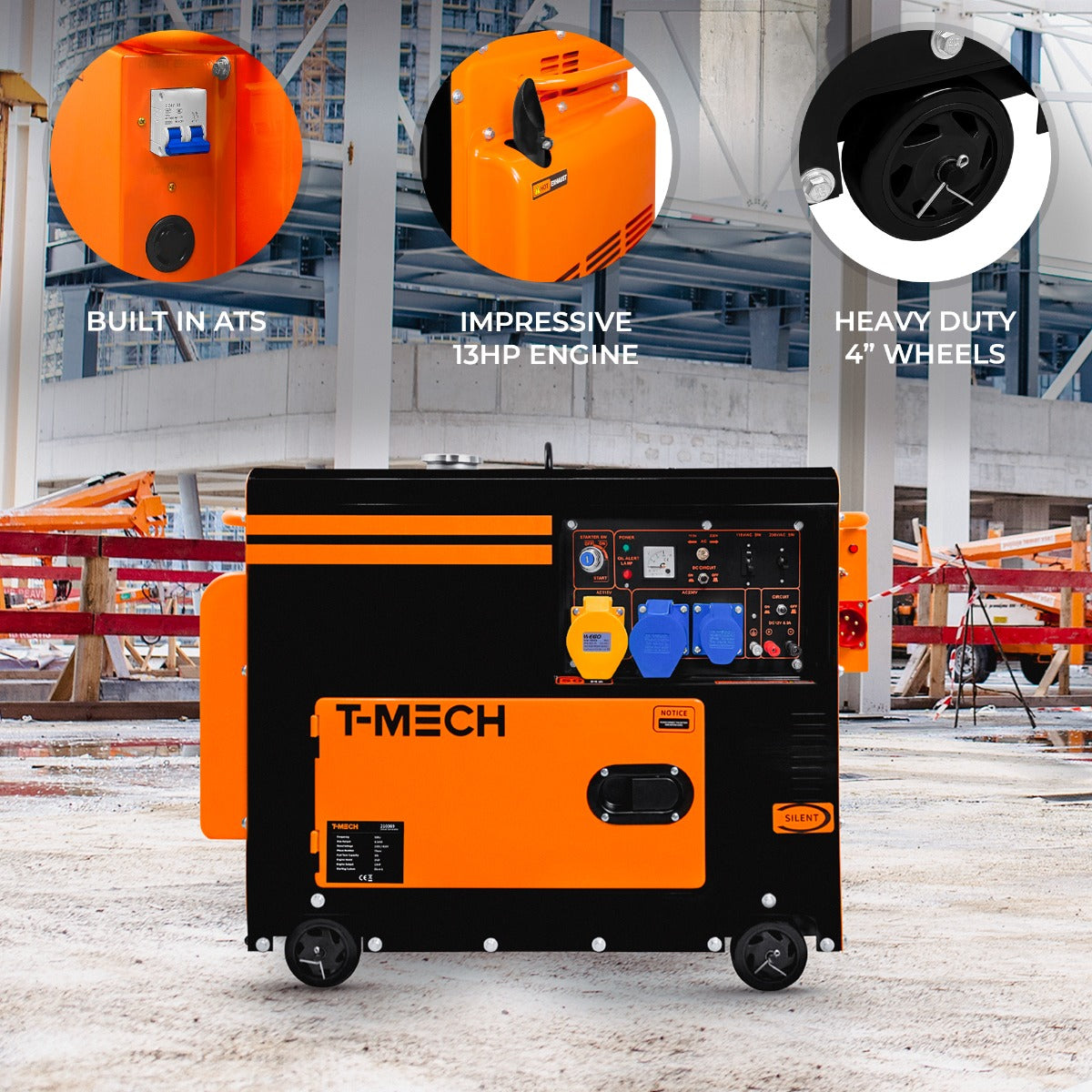 T-Mech Portable Silent Diesel Generator Single Phase 230V - Used - Good
