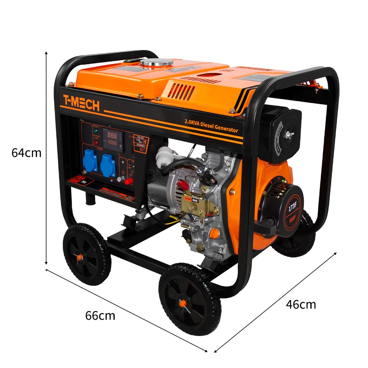 T-Mech 2kVA Portable Diesel Generator Open Frame - Like New